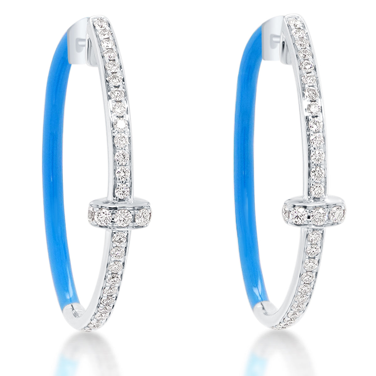 Blue Enamel Hoop Earrings