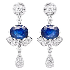 Blue Sapphire & Diamond Drop Earrings