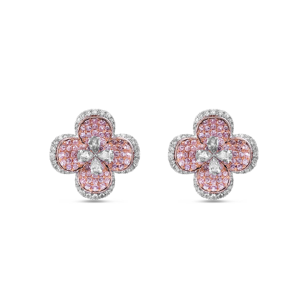 Pink Diamond Flower Studs