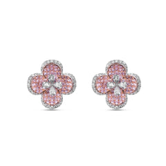 Pink Diamond Flower Studs