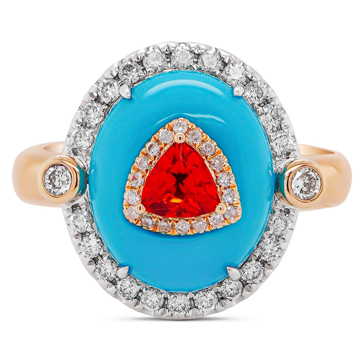 Fire Opal & Turquoise Ring