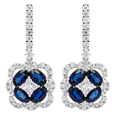 Blue Sapphire & Diamond Drop Earrings