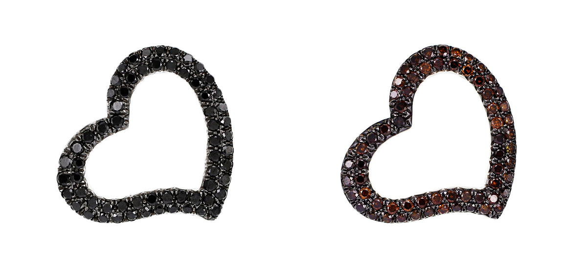 Black Diamond Heart Earrings