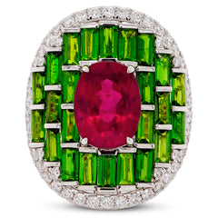 Ruby & Tsavorite Baguette Ring