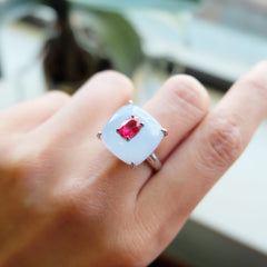 Chalcedony & Ruby Ring