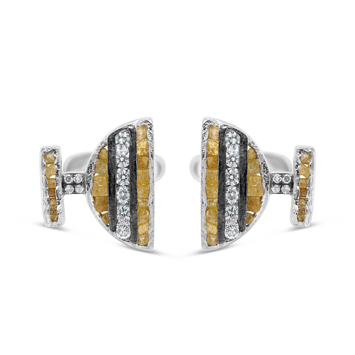 Raw Diamond Cufflinks (Half moon)