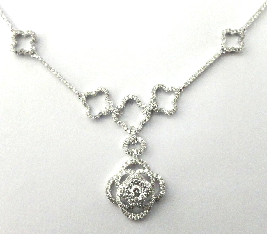 White Diamond Rose Necklace