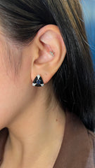 Blue Sapphire & Black Enamel Earrings