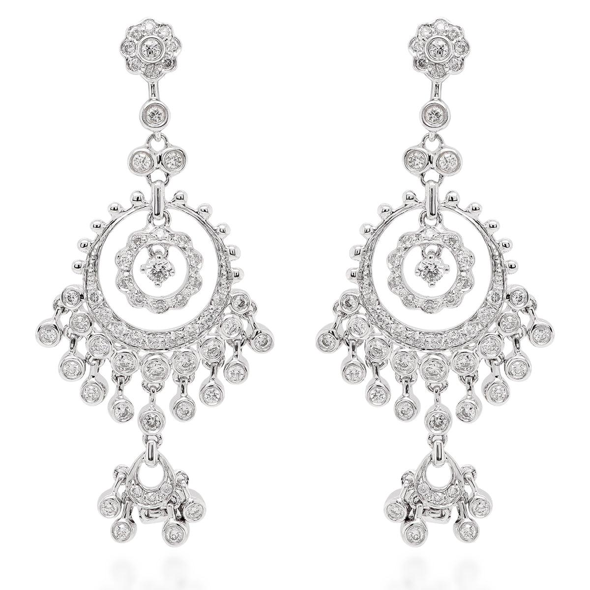 White Diamond Chandelier Earrings