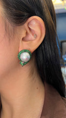 Tsavorite & Ruby Serpent Pearl Earrings