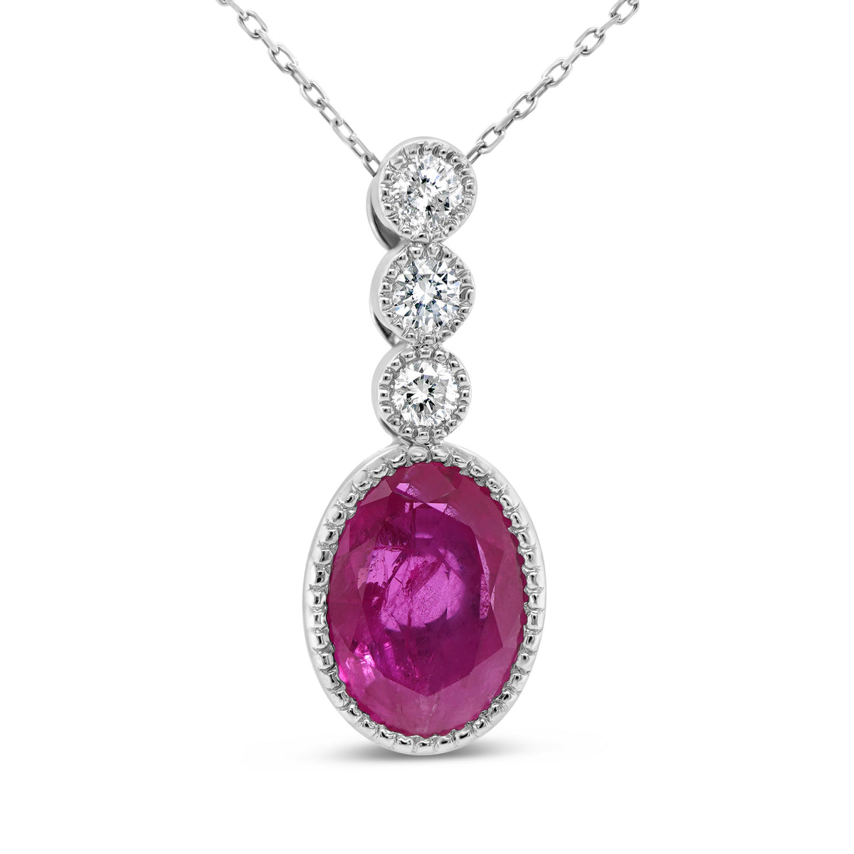 Ruby Diamond Drop Necklace