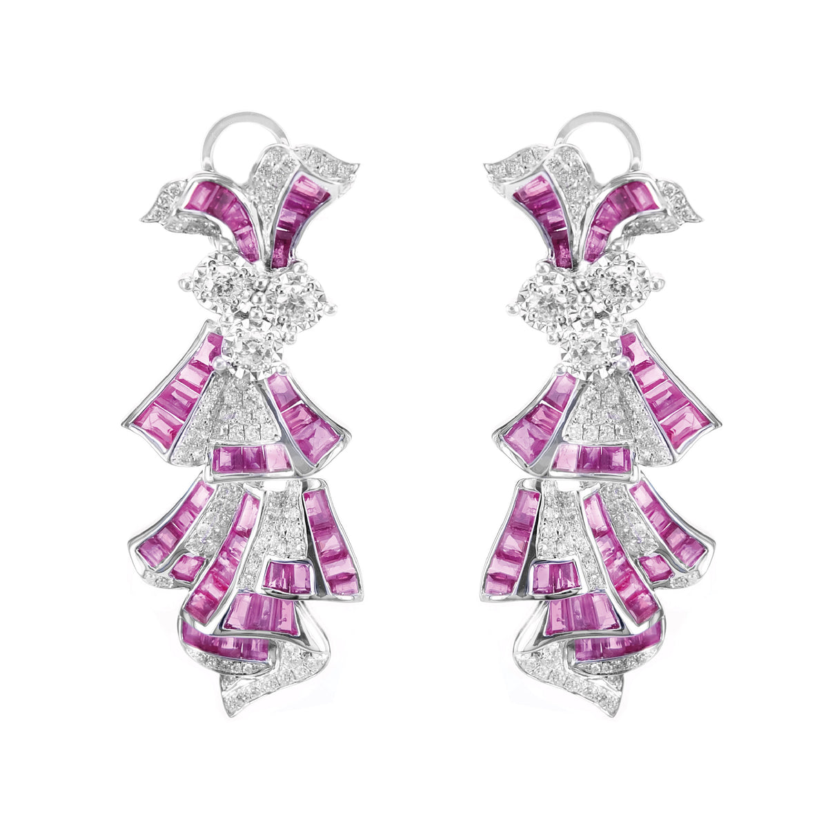 Ruby Ribbon Diamond Earrings