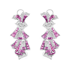 Ruby Ribbon Diamond Earrings