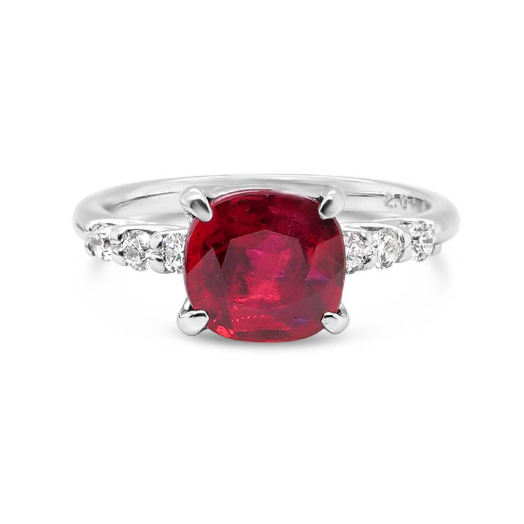 Ruby Diamond Cushion Ring