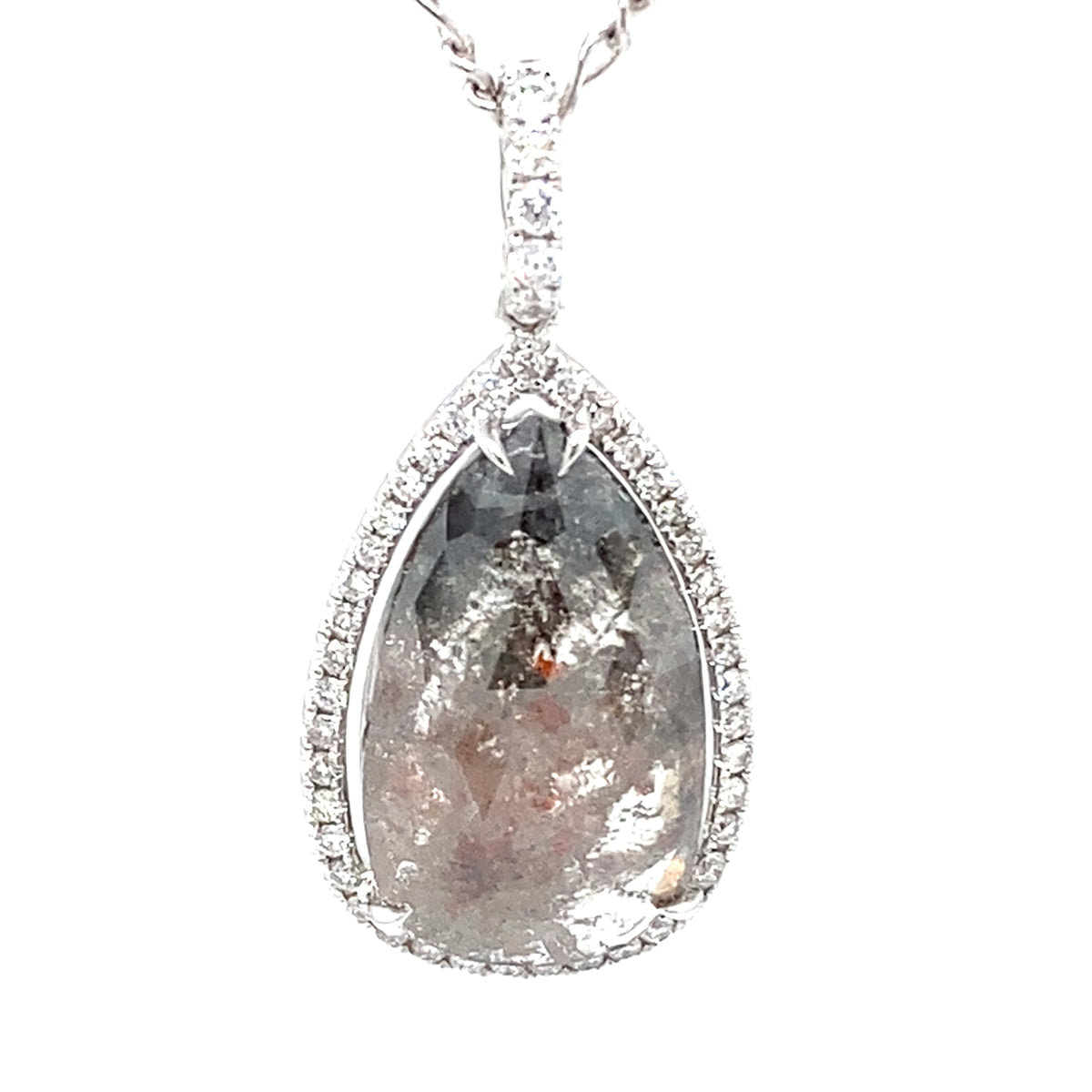 Icy Brown Pear Diamond Pendant