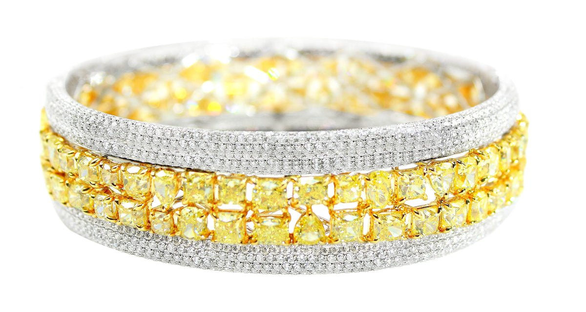 Yellow and White Diamond Bangle