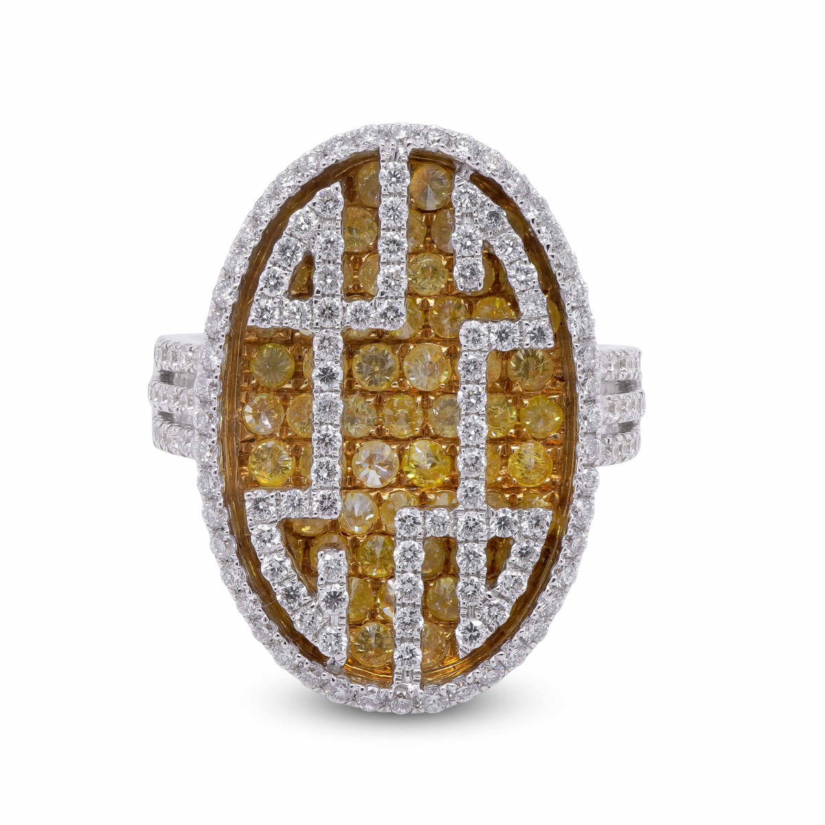 Yellow Diamond Maze Ring